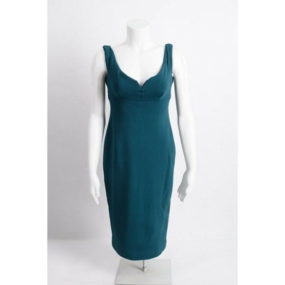 Cinq a Sept Womens Garnet Green Sheath Dress Size 4 Off Shoulder Night Out - Picture 2 of 7